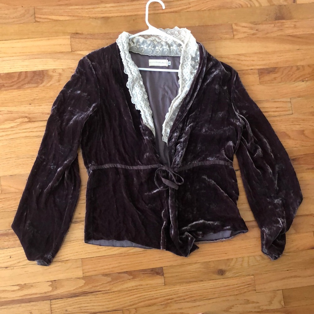 4 Love and Liberty velvet and lace blouse throw